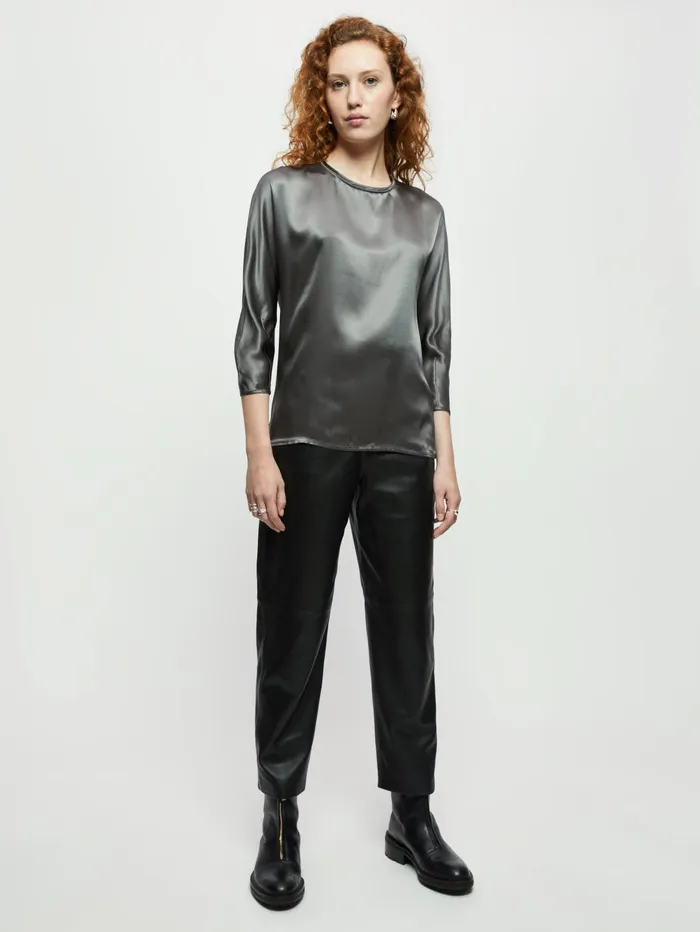 Jigsaw Tshirts Women Silk Front Kimono Top Grey