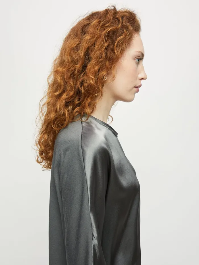 Jigsaw Tshirts Women Silk Front Kimono Top Grey