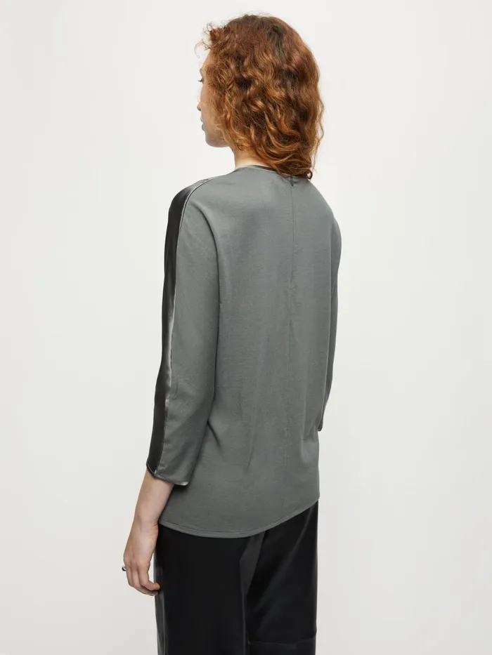 Jigsaw Tshirts Women Silk Front Kimono Top Grey