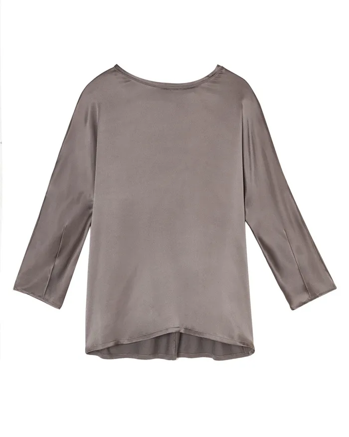 Jigsaw Tshirts Women Silk Front Kimono Top Grey