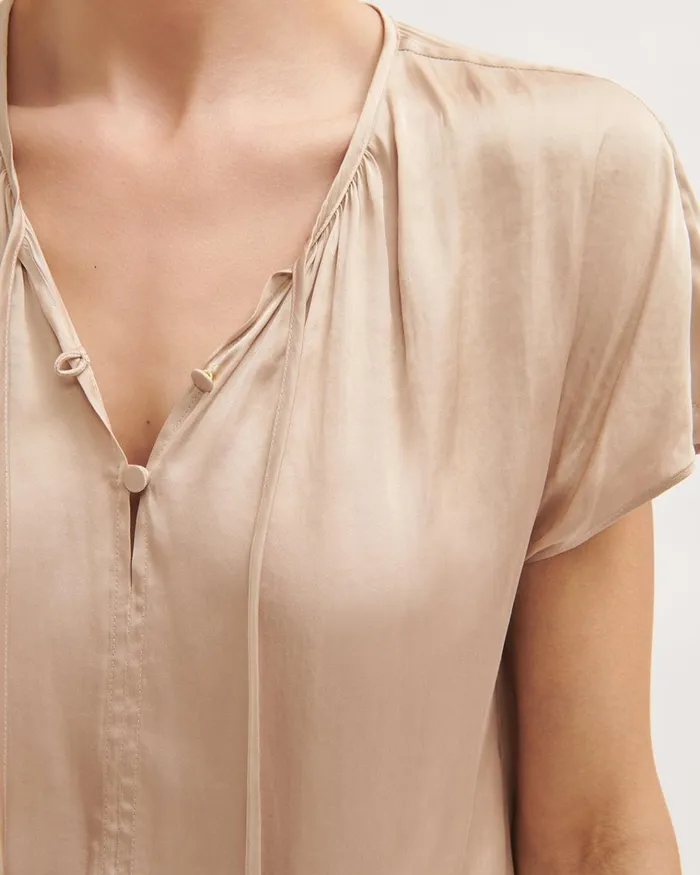 Jigsaw Tops Women Satin Kimono Sleeve Top Cream