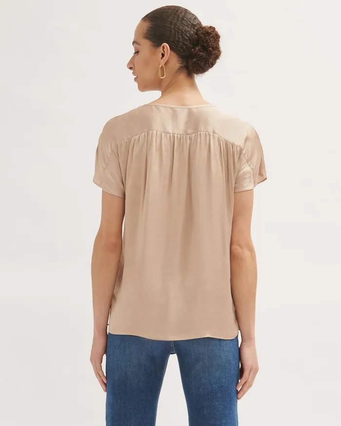 Jigsaw Tops Women Satin Kimono Sleeve Top Cream
