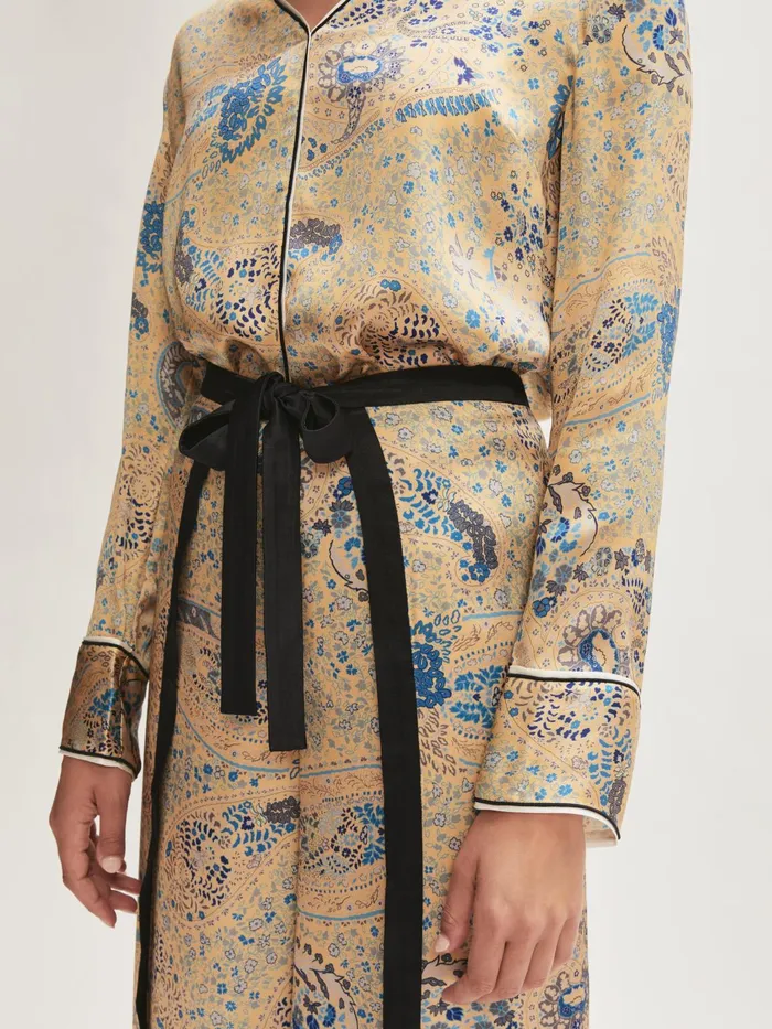 Jigsaw Tops Women Silk Antique Paisley Top Yellow