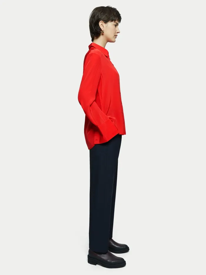 Jigsaw Tops Women Silk Stitched Shirt Red