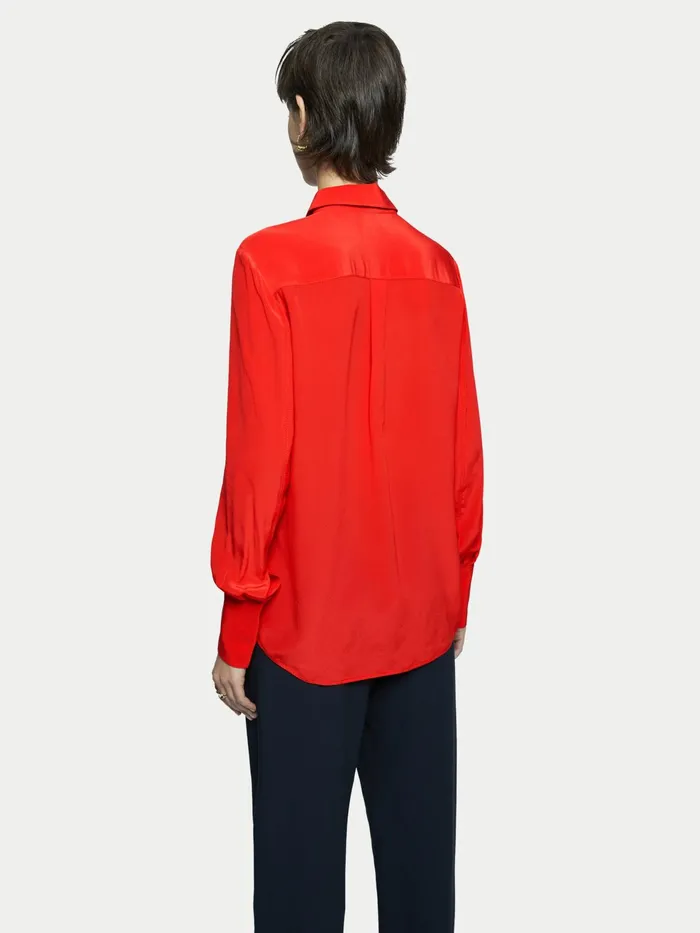 Jigsaw Tops Women Silk Stitched Shirt Red