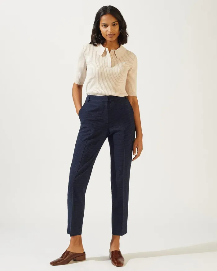 Jigsaw Trousers Women Check Portofino Suit Trouser Blue