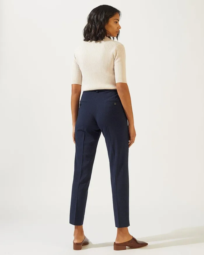 Jigsaw Trousers Women Check Portofino Suit Trouser Blue