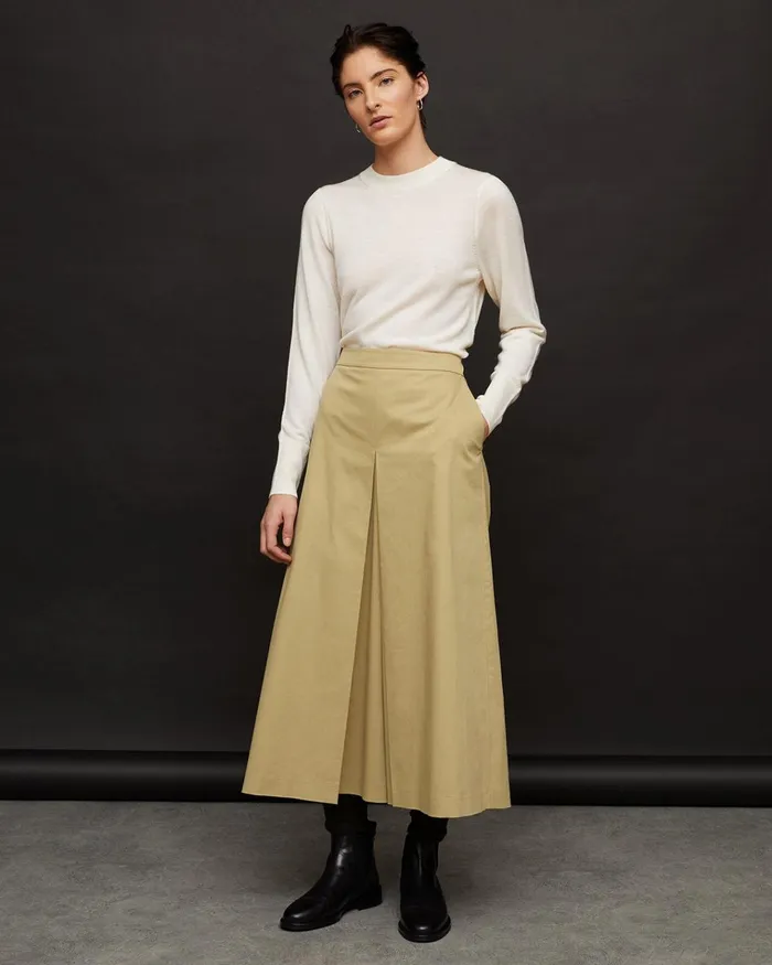 Jigsaw Trousers Women Fine Drill Culotte Cream