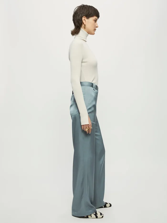 Jigsaw Trousers Women Fluid Satin Cargo Blue