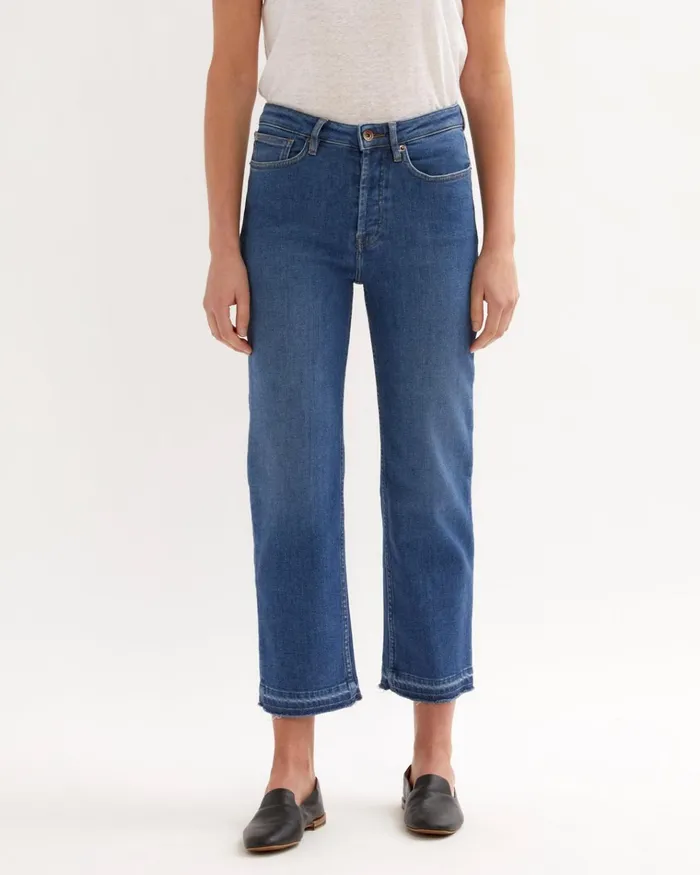 Jigsaw Trousers Women Lea Straight Leg Crop Jean Blue