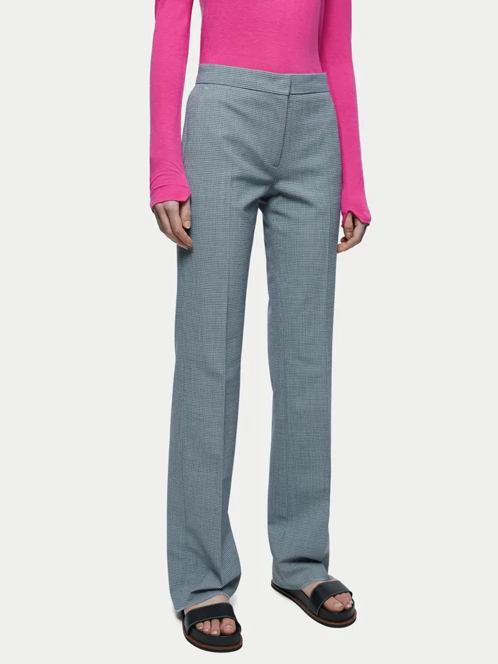 Jigsaw Trousers Women Puppytooth Kick Hem Trouser Blue