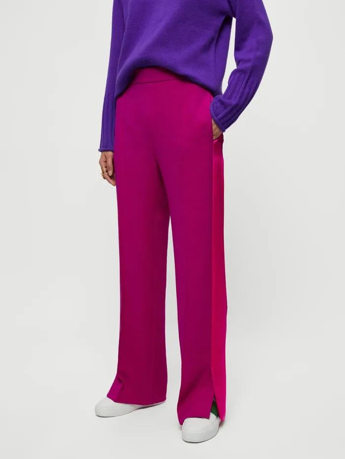 Jigsaw Trousers Women Satin Trim Tuxedo Trouser Pink