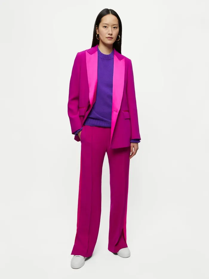 Jigsaw Trousers Women Satin Trim Tuxedo Trouser Pink