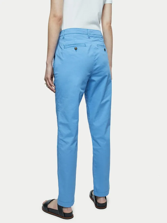 Jigsaw Trousers Women Slim Leg Cotton Chino Blue