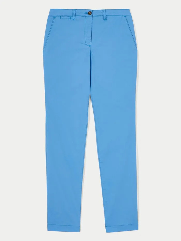 Jigsaw Trousers Women Slim Leg Cotton Chino Blue