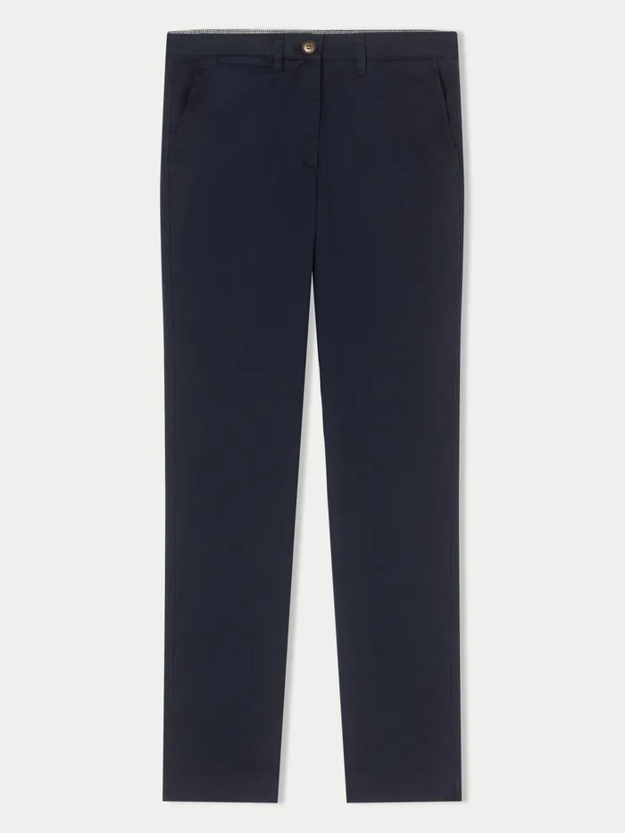 Jigsaw Trousers Women Slim Leg Cotton Chino Blue