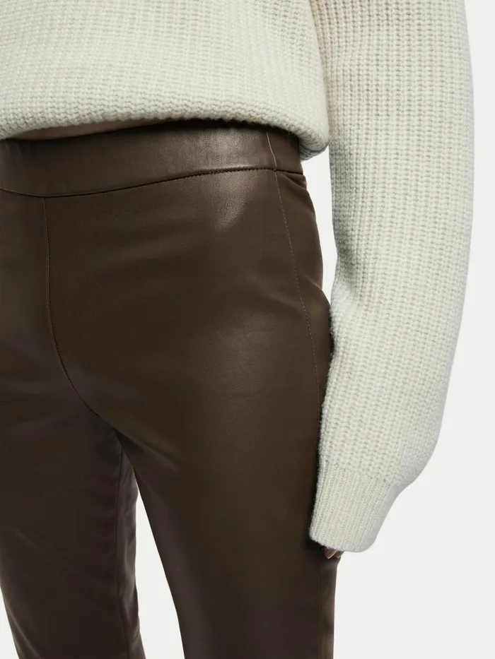Jigsaw Trousers Women Stretch Leather Legging Green