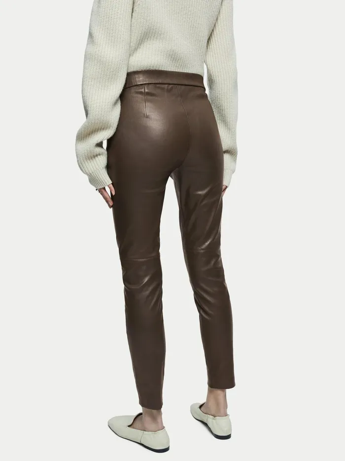 Jigsaw Trousers Women Stretch Leather Legging Green