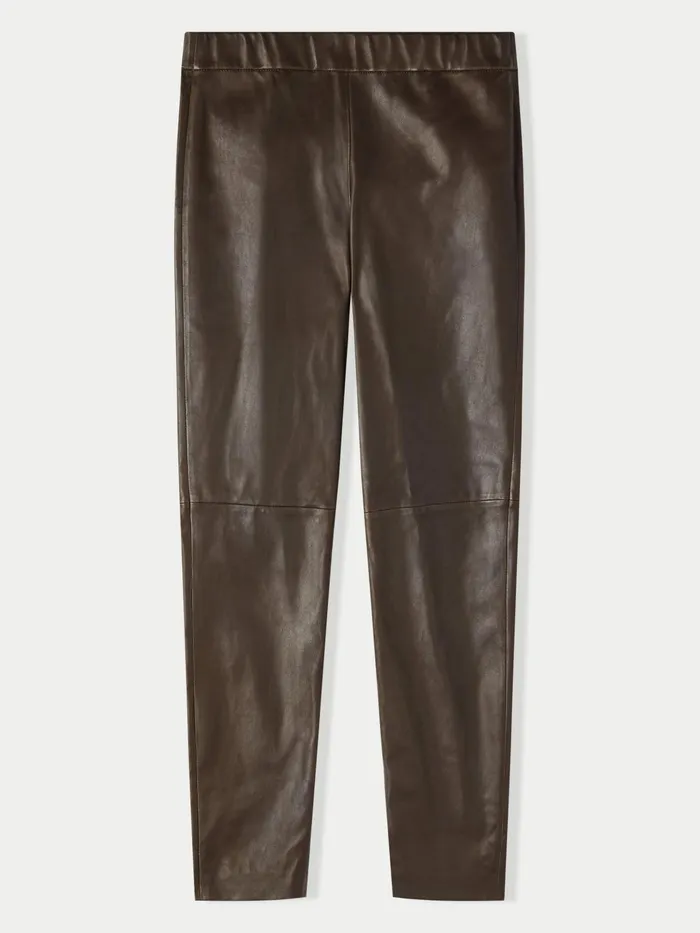 Jigsaw Trousers Women Stretch Leather Legging Green