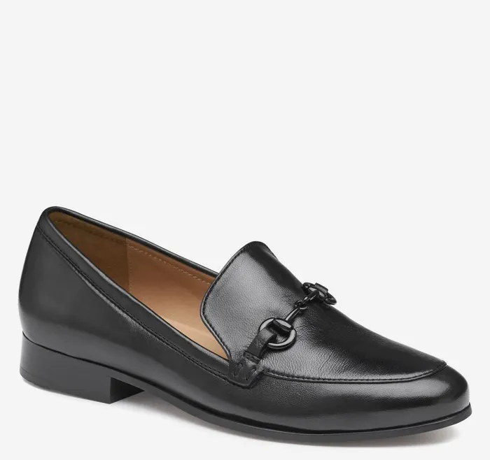 Johnston and Murphy Ali Bit Loafer Black Glove Leather Women Mules and Loafers