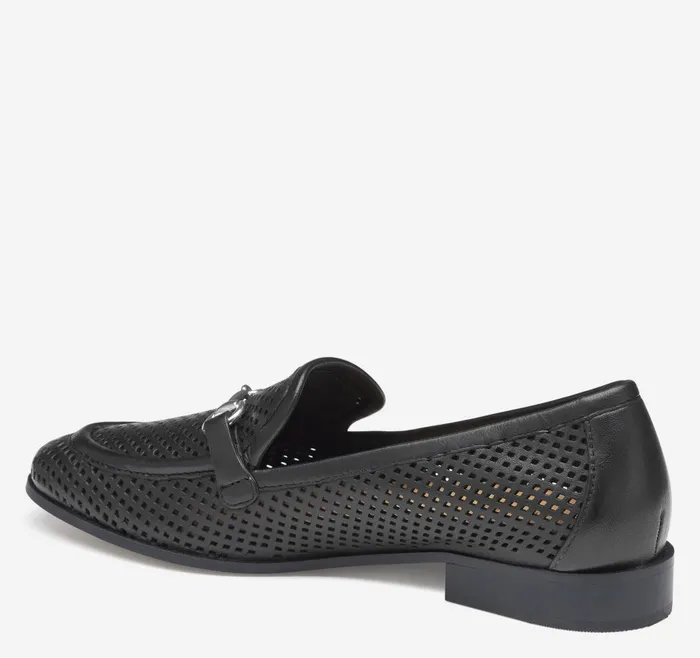 Johnston and Murphy Ali Perfed Bit Loafer Black Glove Leather Women Mules and Loafers Johnston and Murphy Ali Perfed Bit Loafer Black Glove Leather Women Mules and Loafers