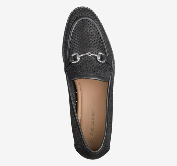 Johnston and Murphy Ali Perfed Bit Loafer Black Glove Leather Women Mules and Loafers Johnston and Murphy Ali Perfed Bit Loafer Black Glove Leather Women Mules and Loafers