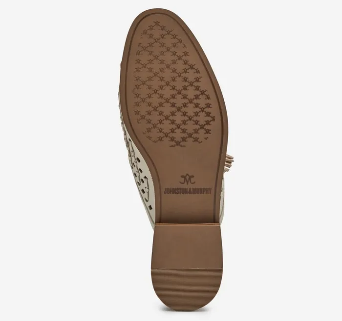Johnston and Murphy Ali Woven Tassel Mule Bone Glove Leather Women Mules and Loafers Johnston and Murphy Ali Woven Tassel Mule Bone Glove Leather Women Mules and Loafers