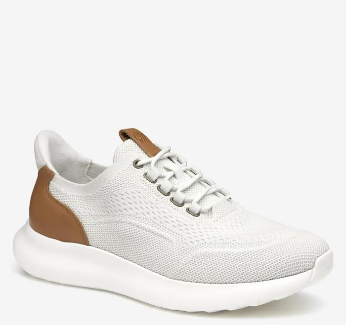 Johnston and Murphy Amherst 20 Knit Plain Toe White Knit Men LaceUps