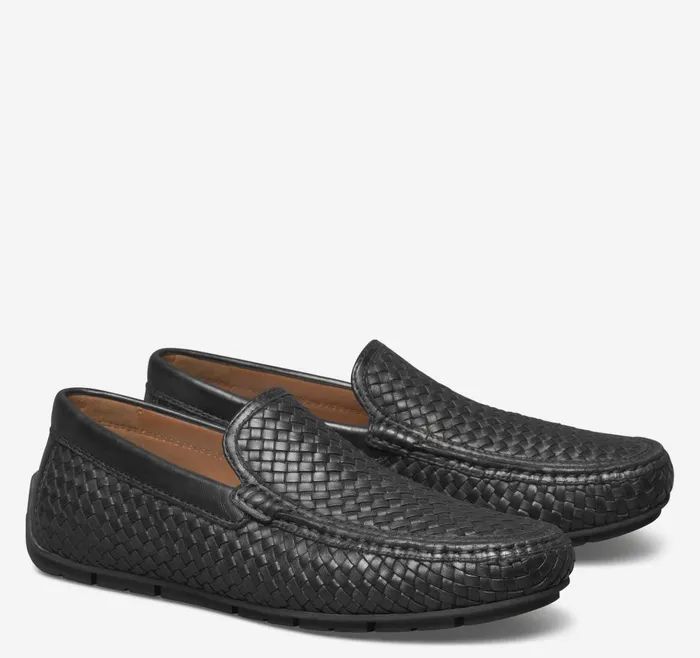 Johnston and Murphy Baldwin Driver Woven SlipOn Black Sheepskin Men SlipOns