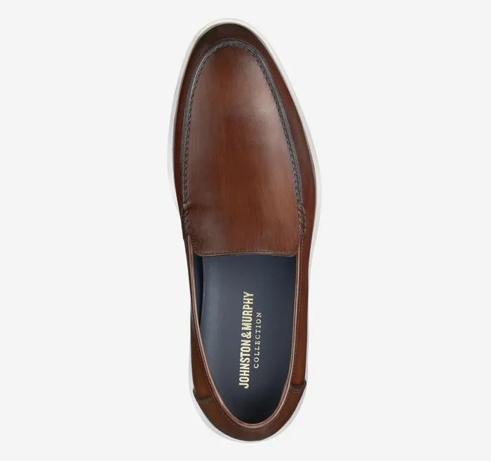 Johnston and Murphy Bolivar Venetian Brown Italian Calfskin Men SlipOns