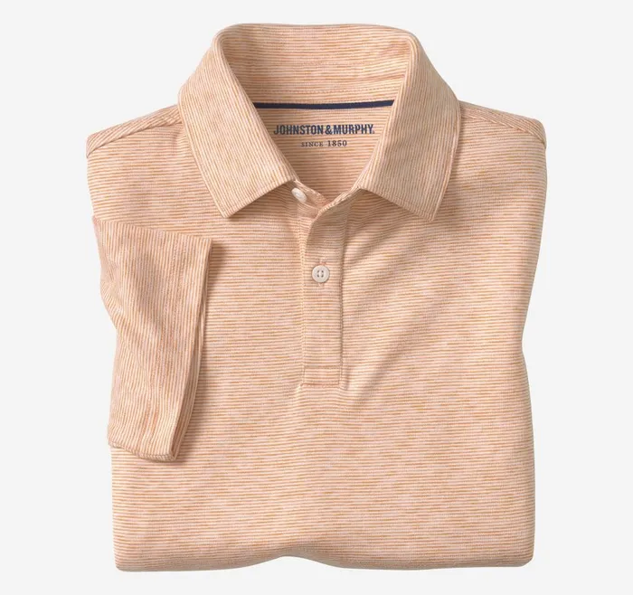Johnston and Murphy Boys Micro Stripe Polo Orange Boys Shirts