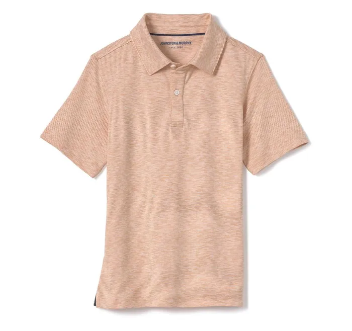 Johnston and Murphy Boys Micro Stripe Polo Orange Boys Shirts