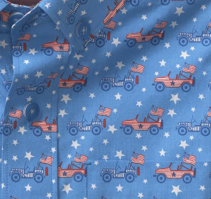 Johnston and Murphy Boys ShortSleeve Printed Shirt Blue Patriotic Car Boys Shirts Johnston and Murphy Boys ShortSleeve Printed Shirt Blue Patriotic Car Boys Shirts