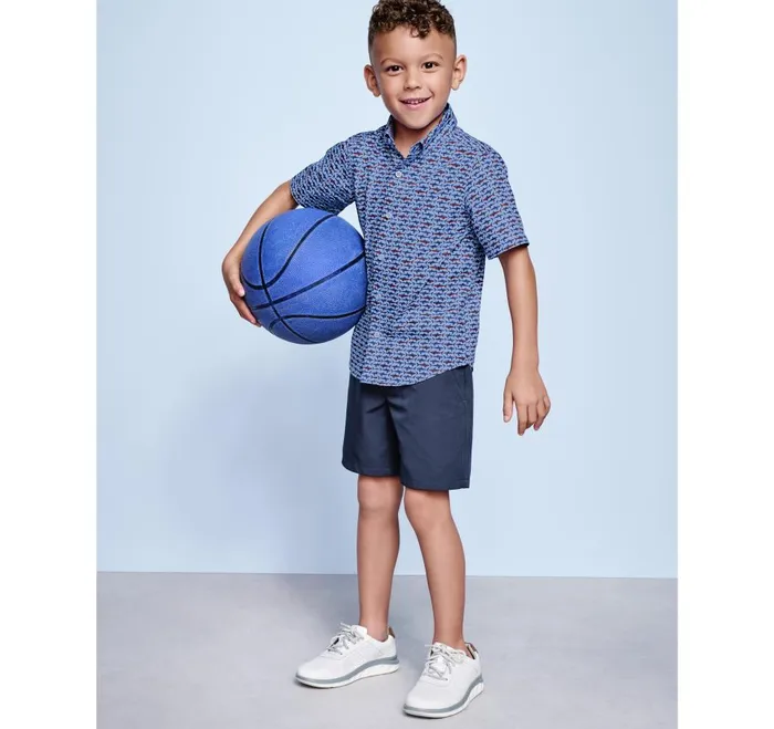Johnston and Murphy Boys ShortSleeve Printed Shirt Blue Shark Boys Shirts Johnston and Murphy Boys ShortSleeve Printed Shirt Blue Shark Boys Shirts