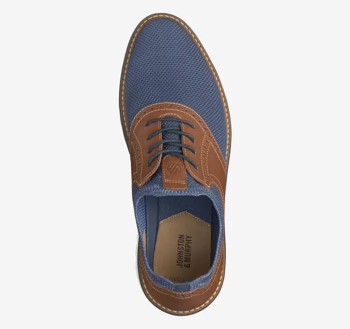 Johnston and Murphy Braydon Knit Saddle Navy Knittan Full Grain Men LaceUps Johnston and Murphy Braydon Knit Saddle Navy Knittan Full Grain Men LaceUps