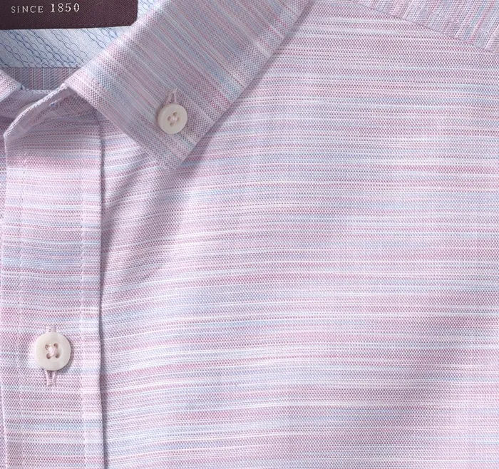 Johnston and Murphy ButtonCollar Premium Cotton Shirt Pink Striated Oxford Men Shirts Johnston and Murphy ButtonCollar Premium Cotton Shirt Pink Striated Oxford Men Shirts