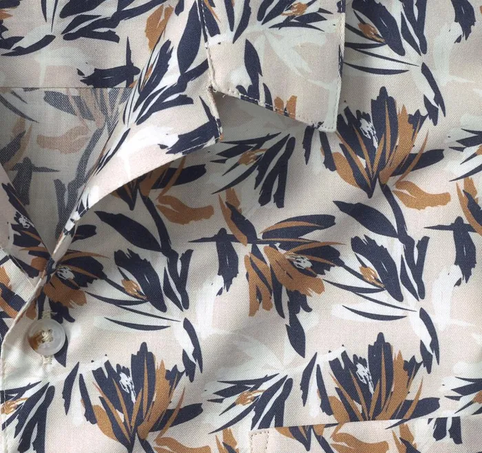 Johnston and Murphy Camp Shirt Ivory Foliage Men ShortSleeve Shirts Johnston and Murphy Camp Shirt Ivory Foliage Men ShortSleeve Shirts