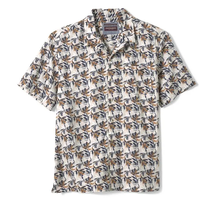 Johnston and Murphy Camp Shirt Ivory Foliage Men ShortSleeve Shirts Johnston and Murphy Camp Shirt Ivory Foliage Men ShortSleeve Shirts