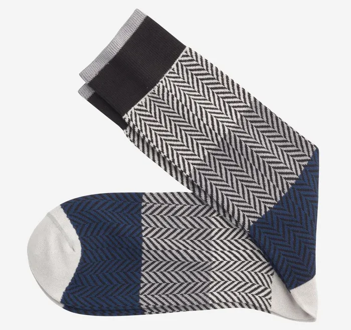 Johnston and Murphy Chevron Colorblock Socks Blue Multi Men Socks