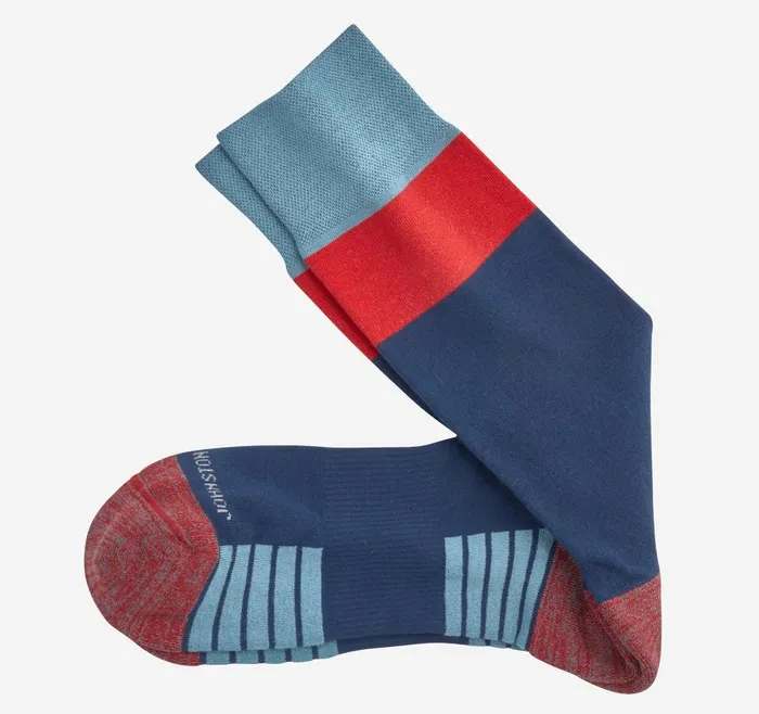 Johnston and Murphy First In Comfort Block Stripe Socks Blue Men Socks