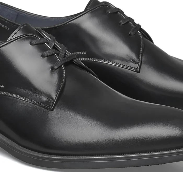 Johnston and Murphy Flynch Plain Toe Black Italian Calfskin Men LaceUps Johnston and Murphy Flynch Plain Toe Black Italian Calfskin Men LaceUps