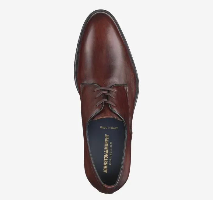 Johnston and Murphy Flynch Plain Toe Mahogany Italian Calfskin Men Dress Classics