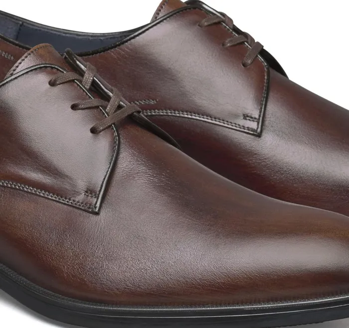 Johnston and Murphy Flynch Plain Toe Mahogany Italian Calfskin Men Dress Classics