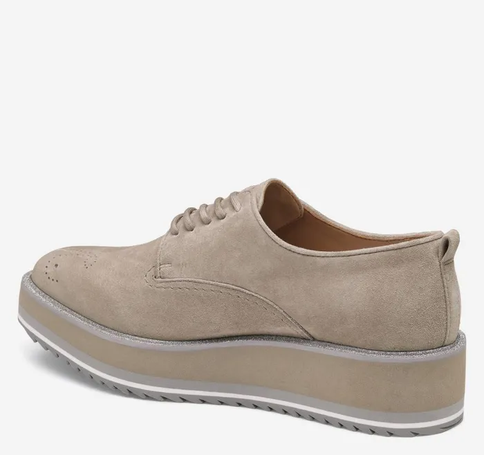Johnston and Murphy Gracelyn Brogue Oxford Taupe Kid Suede Women Mules and Loafers Johnston and Murphy Gracelyn Brogue Oxford Taupe Kid Suede Women Mules and Loafers
