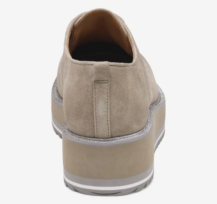 Johnston and Murphy Gracelyn Brogue Oxford Taupe Kid Suede Women Mules and Loafers Johnston and Murphy Gracelyn Brogue Oxford Taupe Kid Suede Women Mules and Loafers