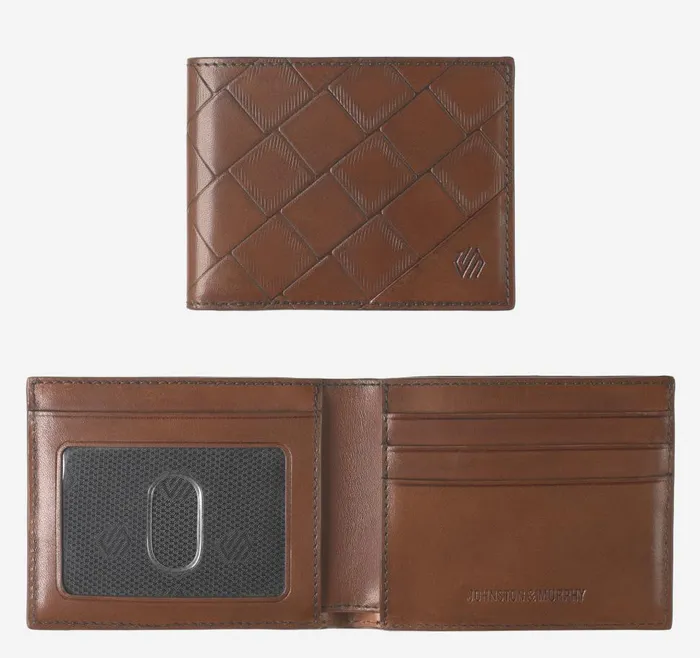 Johnston and Murphy Hudson Basketweave Billfold Brown Men Wallets