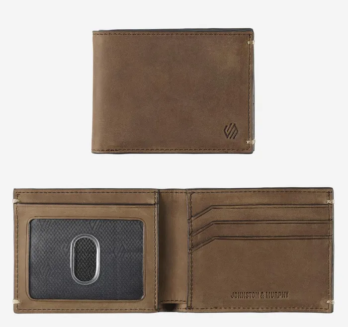 Johnston and Murphy Jackson Billfold Wallet Tan Oiled Men Wallets
