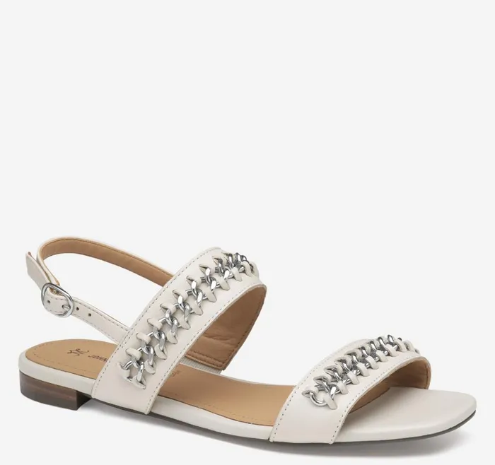 Johnston and Murphy Lilly Chain Sandal Bone Glove Leather Women Sandals