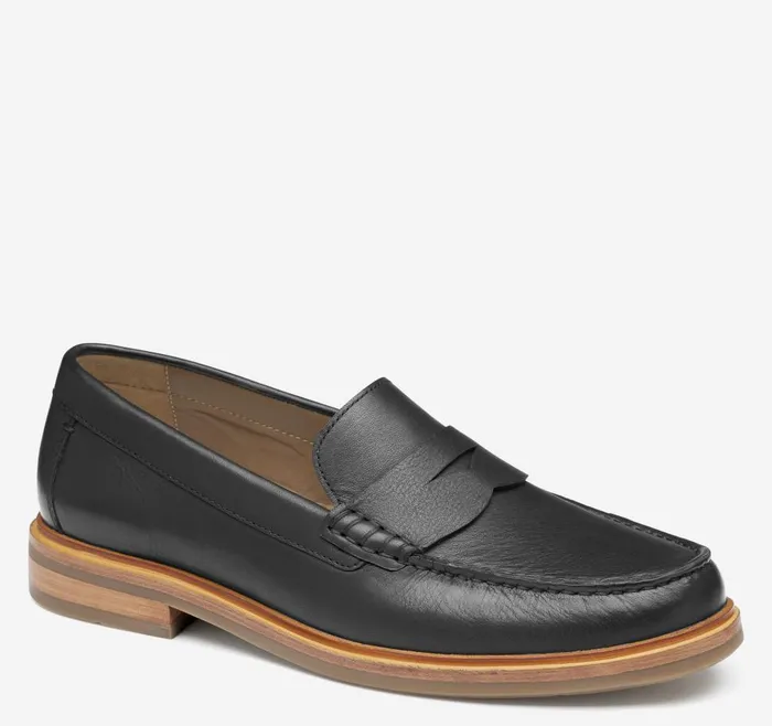 Johnston and Murphy Lyles Penny Black Full Grain Men SlipOns