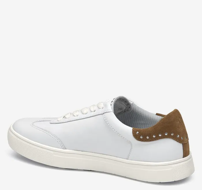 Johnston and Murphy Madison Studded Hybrid White Calfskin Women Sneakers